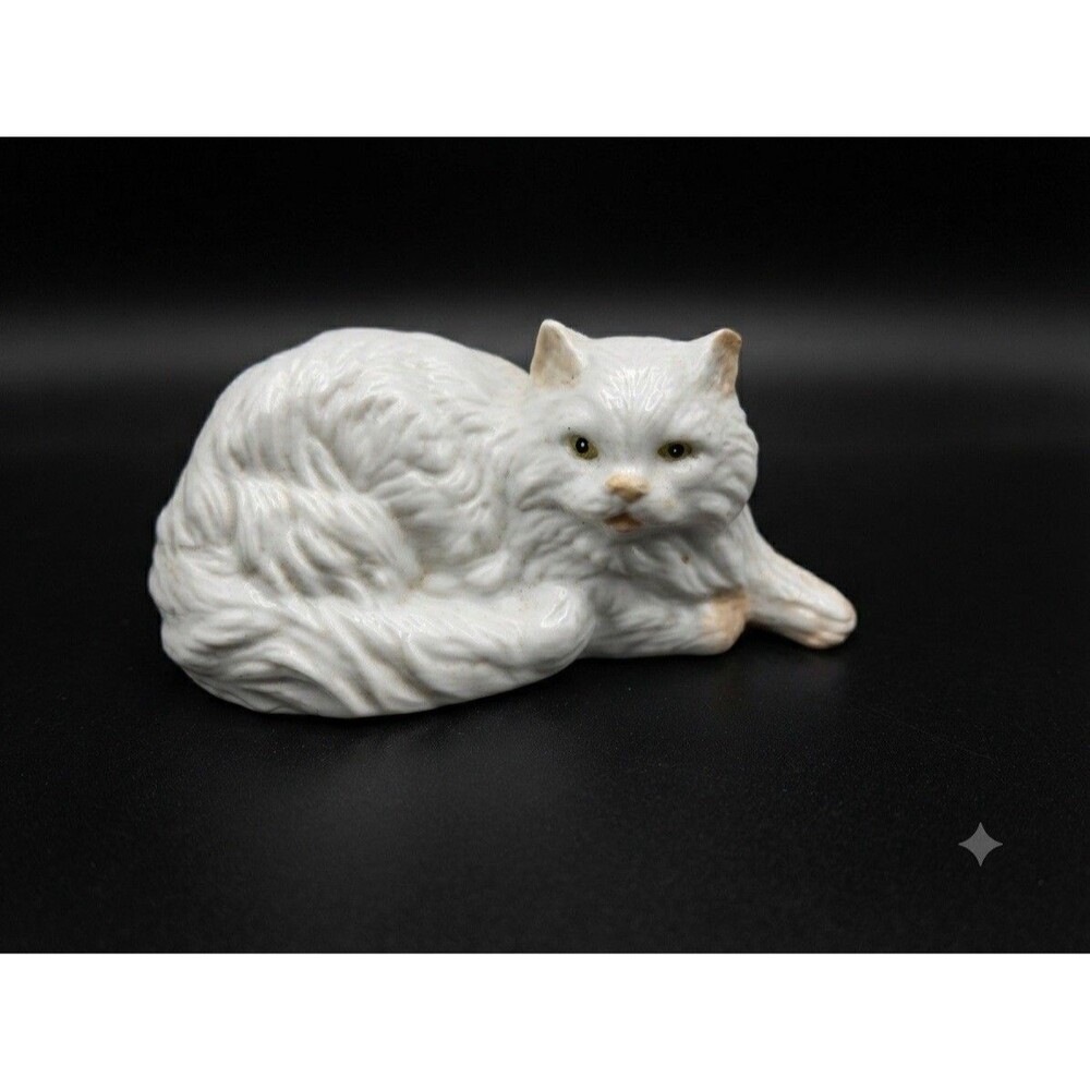 VTG 70 Price Products White Persian Cat Figurine Porcelain Sitting Kitten Statue